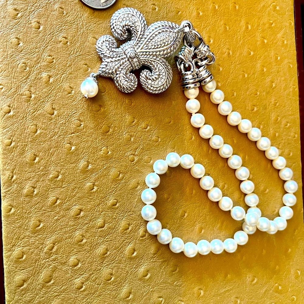 Stunning Judith Ripka Pearl Necklace And Enhancer/Brooch - Picture 5 of 5